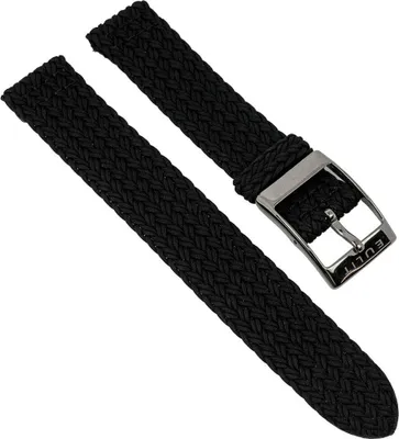 Produktbild von Uhrenarmband Perlon | Zweiteiliges Ersatzband Schwarz 28931S, Stegbreite:20mm