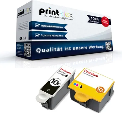 A product box and two ink cartridges are shown against a white background.
