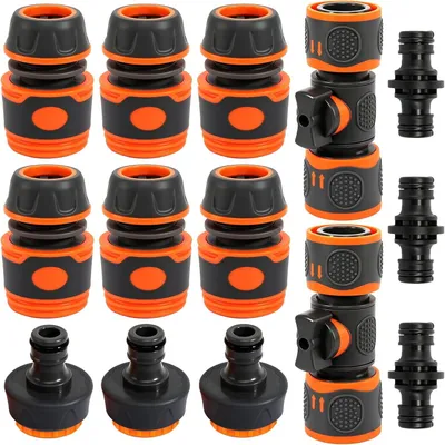 Produktbild von Gartenschlauch-Kupplung Set 14 Stück, 1/2 Zoll, Kunststoff, für Wasseranschluss
