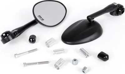 Immagine prodotto di Set di specchi Moto Nostra 1405 per manubri in alluminio CNC ovale, nero opaco