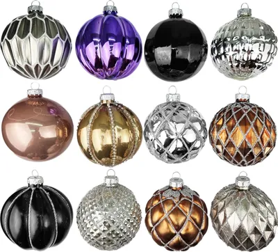 Produktbild von 12 Weihnachtskugeln Glas Christbaumkugeln Set Christbaumschmuck braun Ø 8cm