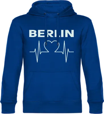 Produktbild von multifanshop Kapuzen Sweatshirt - Berlin blau - Herzschlag, blau, Größe S