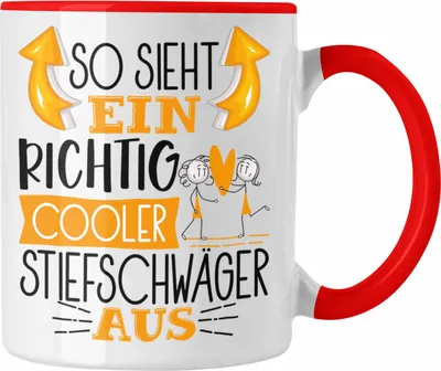 Produktbild von Trendation - So Sieht Ein Richtig Cooler Stiefschwäger Aus Geschenk Tasse Lustiger Spruch Geschenkidee (Rot)