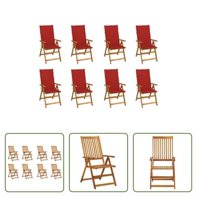 Produktbild von The Living Store Klappbare Gartenstühle mit Kissen 8 Stk. Massivholz Akazie