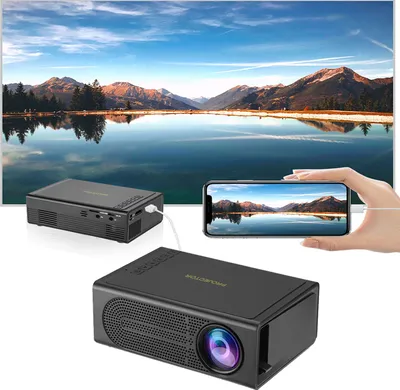 Produktbild von ZELURXX Mini Beamer, Tragbar, LCD LED, kabelgebundenen Bildschirmspiegelung, Unterstützt iOS und Android, Kompatibel mit Laptops/PC/Smartphone, Schwarz