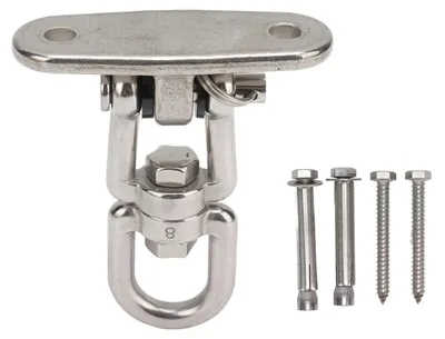 Image de Kit de suspension pour hamac, matériel de fixation pivotant à 360 degrés, support de balançoire, crochet pour support de plafond, yoga, acier inoxydable 304