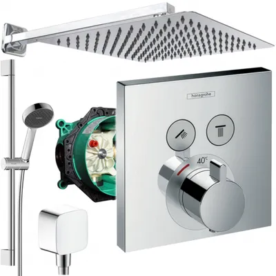Produktbild von Hansgrohe und Jowi Unterputz Duschsystem ShowerSelect Thermostat Duscharmatur, mit 650mm Brausestange, Regendusche