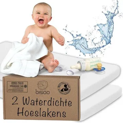 Produktbild von Famanu Wasserfeste Spannbettlaken für Babybetten - Set von 2, 50x80/50x83