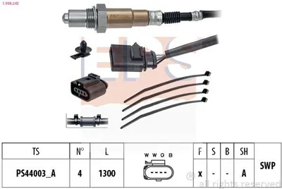 Immagine prodotto di EPS 1.998.245. Sensore di temperatura planare riscaldato e sensore lambda per VW GOLF VI (5K1), lunghezza 1300 mm