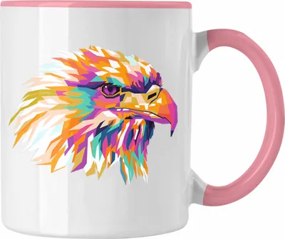Produktbild von Trendation - Adler Polygon Tasse Geschenk Adler-Fans Bunt Kaffeetasse (Rosa)