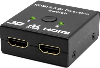 Obrázok produktu pre Adaptér monitora – rozdeľovač signálu pre televízor, prepínač HDMI 4K – 2 vstupy, 1 výstup / 1 vstup, 2 výstupy