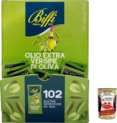 Produktbild von 3x Biffi Extra Virgin Olivenöl Olive Olive 102 10 ml Single -Potion -Beutel + Italian Gourmet polpa 400g