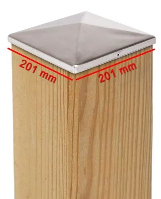 4x Pfostenkappe Pyramide 201 x 201 mm Edelstahl