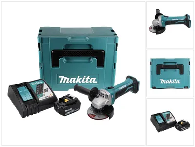 Image de Makita DGA 452 RT1J Meuleuse d'angle sans fil, 18V 115mm + 1x Batterie 5,0Ah + Chargeur + Makpac