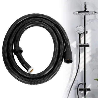 Image de Tuyau de douche, flexible de douche, 1,5 mètre, protection anti-torsion, universel, flexible, noir