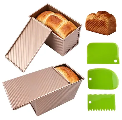 2er-Set Brotbackformen mit Deckel, Karbonstahl, antihaft