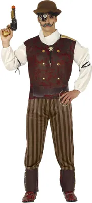 Produktbild von Fiestas Guirca - Steampunk-Kostüm für Herren FG942 (M) (Burgunderrot/Braun)