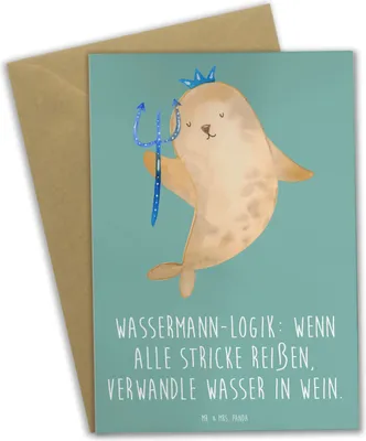 Produktbild von Mr. & Mrs. Panda Grußkarte Wassermann Logik - Meeresbrise - Geschenk, Sternzeichen, Geschenke Astrologie, Horoskop, Unkonventionalität, Tierkreiszeichen, einladungskarten