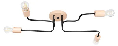 Image de Lustre TIMBO 4 noir 4xE27 15W acier/bois 16.5x58x75cm Sollux Lighting