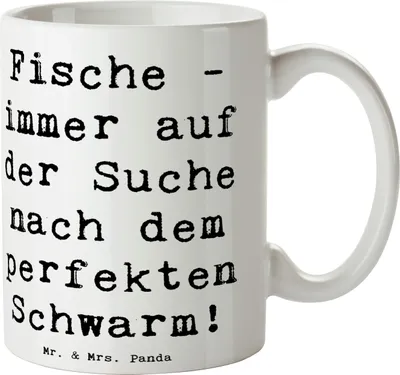 Produktbild von Mr. & Mrs. Panda Tasse Spruch Fische Schwarm - Weiß - Geschenk, Horoskop, Pott, Kaffeetasse, Kreativ, haferl, Geschenke Astrologie, Becher, Romantisch, Geschenkideen