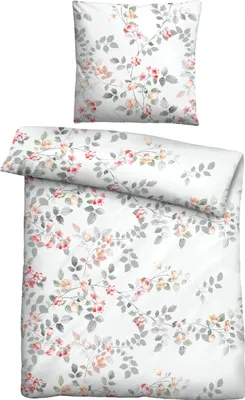 Produktbild von Traumhaft schlafen - Castell - Markenbettwäsche Feinbiber Bettwäsche 0301130 BLUMENRANKE color: perlmutt, size: 1x 155x220 cm + 1x 80x80 cm