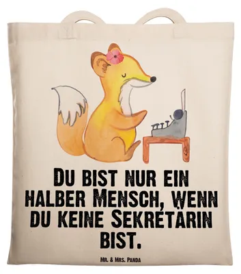 Produktbild von Mr. & Mrs. Panda Einkaufstasche Sekretärin Herz - Transparent - Geschenk, Jutebeutel, Tasche, Tote Bag, Laptoptasche, Beutel
