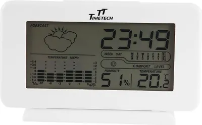 Produktbild von TimeTech Digital Wecker Alarm Temperatur Luftfeuchtigkeit weiß