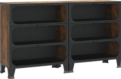 Obrázek produktu pro vidaXL Úložné skříňky 2 ks. Rustikální hnědá 72x36x82 cm Kov a MDF deska