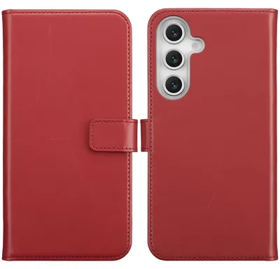 Imagen del producto de Funda de Cuero Auténtico tipo Libro para Samsung Galaxy S25 FE - Rojo