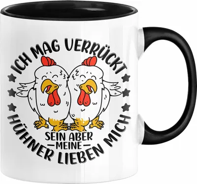 Produktbild von Hühner Tasse Geschenk Hühnerflüsterin Huhn Geschenkidee Kaffee-Becher Landwirt Bauer Landiwrtin (Schwarz)