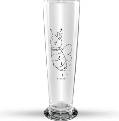 Produktbild von Mr. & Mrs. Panda Bierglas Biene Blume - Transparent - Geschenk, Trinkglas, Bierbecher, Glasbecher, Glasbierglas, Bier Glas