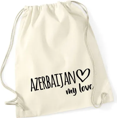 Produktbild von Huuraa Turnbeutel Azerbaijan my love 12 Liter Natural Baumwolle Rucksack Geschenkidee