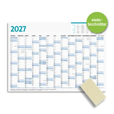 Produktbild von Wandkalender 2027 DIN A1 wiederbeschreibbar, Großer Jahresplaner 2027 abwischbar