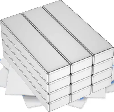 Obrázek produktu pro Unyqoos® Neodymové magnety – samolepicí, obdélníkové, rozměry 40 x 10 x 5 mm, 12 kusů | silná přilnavost, vhodné pro domácnost i kancelář