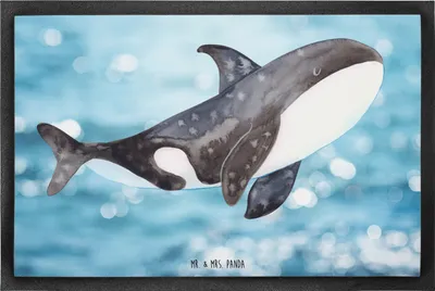 Produktbild von Mr. & Mrs. Panda Schmutzfangmatte Orca 60 x 90 cm - Oceanblue - Geschenk, fußmatte, Fussmatte, Arbeit, Büro, Wal, Schmutzmatte, Meer, Gummimatte, Bodenvorleger