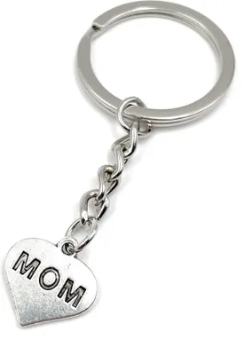 Produktbild von Onwomania Mom Mutter Mama Muttertag herz Schlüsselanhänger Metall Glücksbringer in Alu Geschenkbox, ideal zum Verschenken