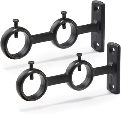 Produktbild von Gardinenstangenhalter, 2 Stück Doppel-Gardinenstangenhalter, Doppelstangenhalter, Wohnzimmer, Schlafzimmer, Gardinenstangenhaken (2 Stück)