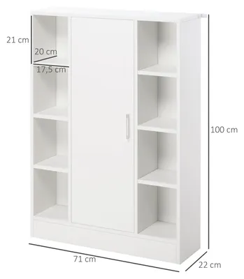 Produktbild von Badezimmerschrank mit 8 offenen Fächern und 1 Tür, 71x22x100 cm, Weiß