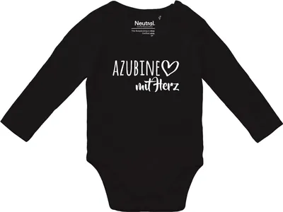 Produktbild von Huuraa Baby Body Azubine mit Herz 80 Black  Baumwolle Fairtrade Langarmbody Geschenkidee