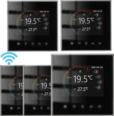 Zdjęcie produktu dla cyfrowy termostat LCD 5X WiFi, tygodniowy programowalny termostat pokojowy do ogrzewania wodnego 5A, sterowanie dotykowe/aplikacja mobilna/sterowanie głosowe ogrzewanie podłogowe kompatybilne z Alexa/Google Home, czarny