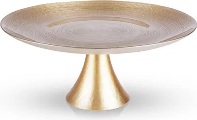 Produktbild von Tortenständer aus Glas, goldfarben, für Kuchen, Desserts, Snacks, Tablett, 28 cm