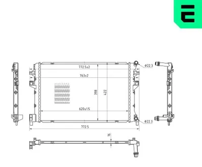 Produktbild von ERA 673050 Kühler Wasserkühler Motorkühler für VW Golf VII Schrägheck (5G1, BQ1, BE1, BE2) Passat Variant (3G5, CB5) Golf VII Variant (BA5, BV5) T-Roc