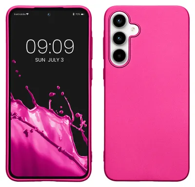 Produktbild von kwmobile Case kompatibel mit Samsung Galaxy A35 Hülle - Schutzhülle aus Silikon metallisch schimmernd - Handyhülle Metallic Pink