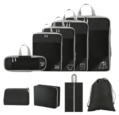 Image de Omgoods - Coffret de 9 organisateurs de valise - Sacs de rangement compressibles pour les voyages