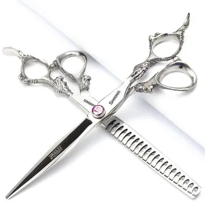 Image de Ciseaux de coiffure, ciseaux effilants, 5,5 pouces/6 pouces, en acier inoxydable, ensemble professionnel pour coiffeur