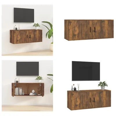 Produktbild von vidaXL TV Wandschrank Räuchereiche 100x34,5x40 cm - TV-Wandschrank - TV-Wandschränke - TV-Schrank - TV-Konsole