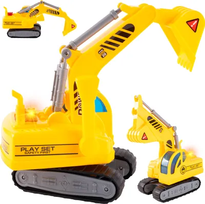 Produktbild von Malplay Bagger mit Beweglicher Schaufel auf Caterpillar Baufahrzeug Fährt Licht Sound ab 3 Jahren
