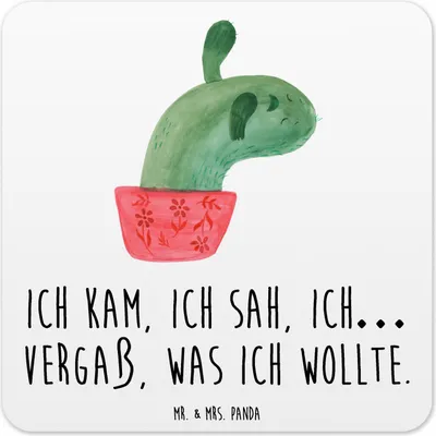 Produktbild von Mr. & Mrs. Panda Untersetzer Eckig Kaktus Mama 10er Set - Weiß - Geschenk, Kakteen, Flaschenuntersetzer, Glas-Untersetzer, Motivation, für Gläser, Getränkeuntersetzer