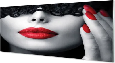 Produktbild von Glasbilder 125x50 Wandkunst Rote Lippen Frau