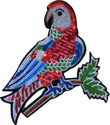 Produktbild von Papagei-Pailletten-Emblem-Aufnäher zum Aufbügeln